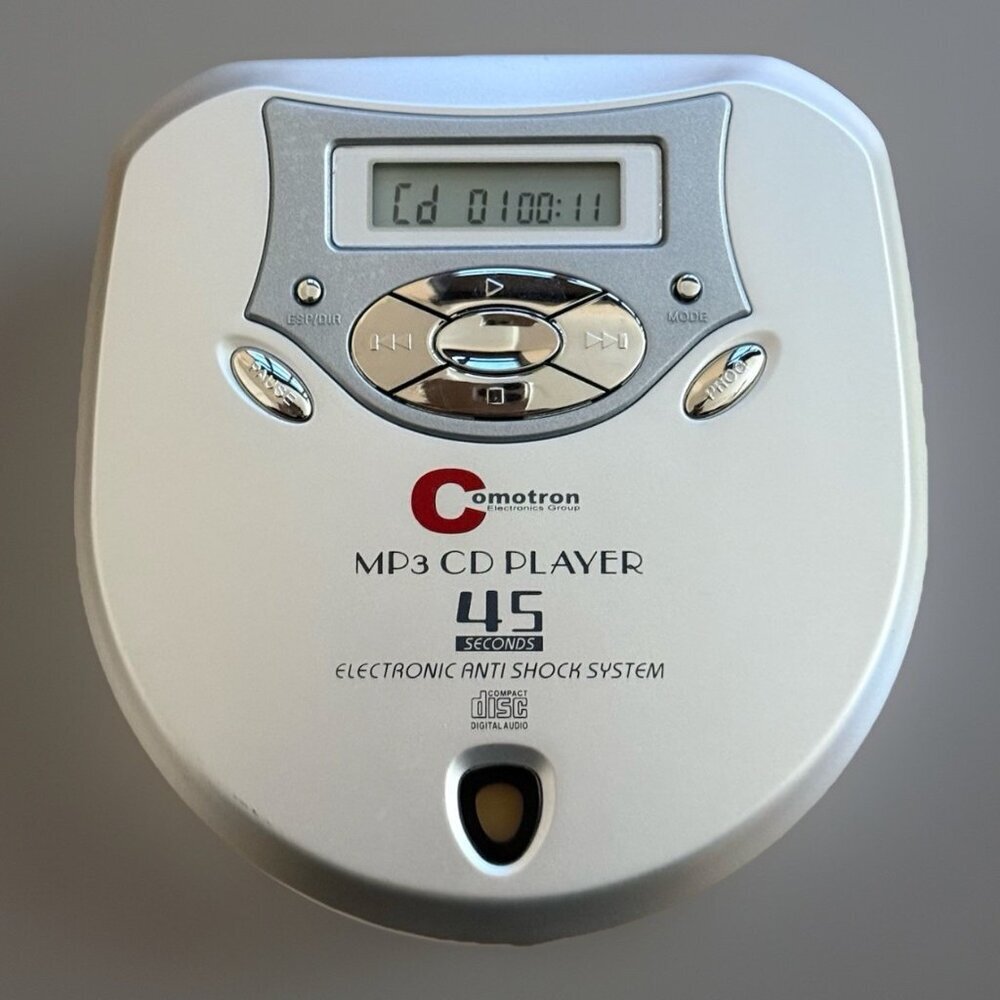 Comotron Portable MP3 CD Player Anti Shock System Tested/Working Retro Tech